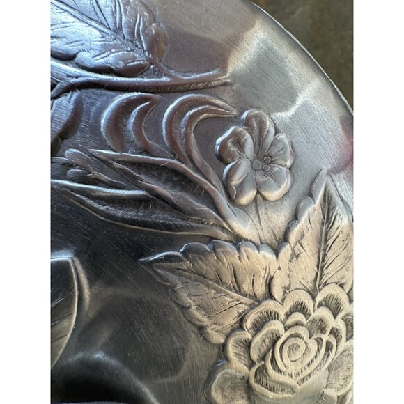 Everlast Hand Forged Aluminum Covered Serving Dish Roses Casserole Handmade - Picture 6 of 16